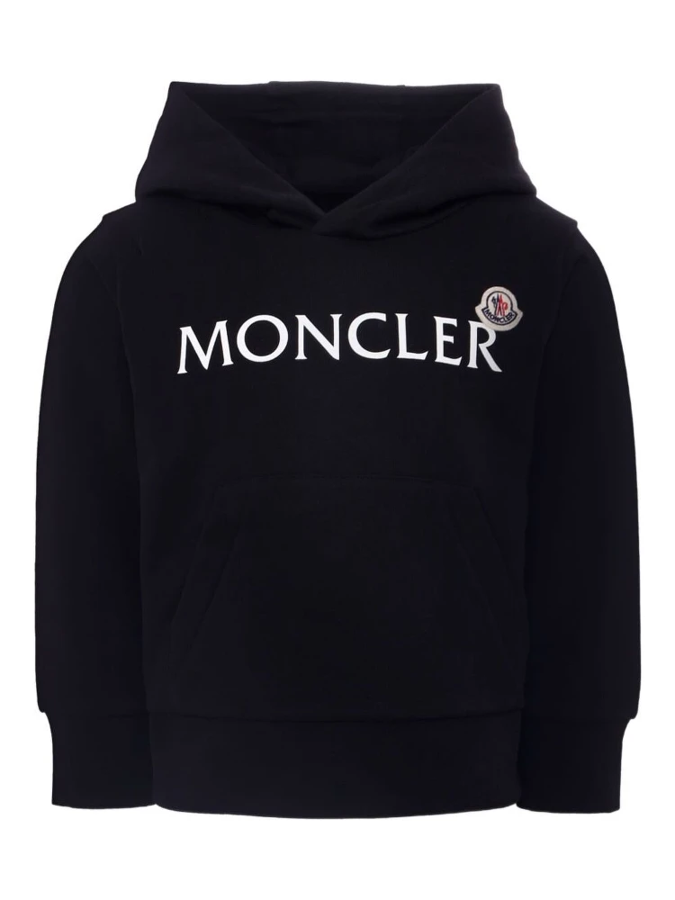 Black Hoodie with Logo Lettering Print in Cotton Boy