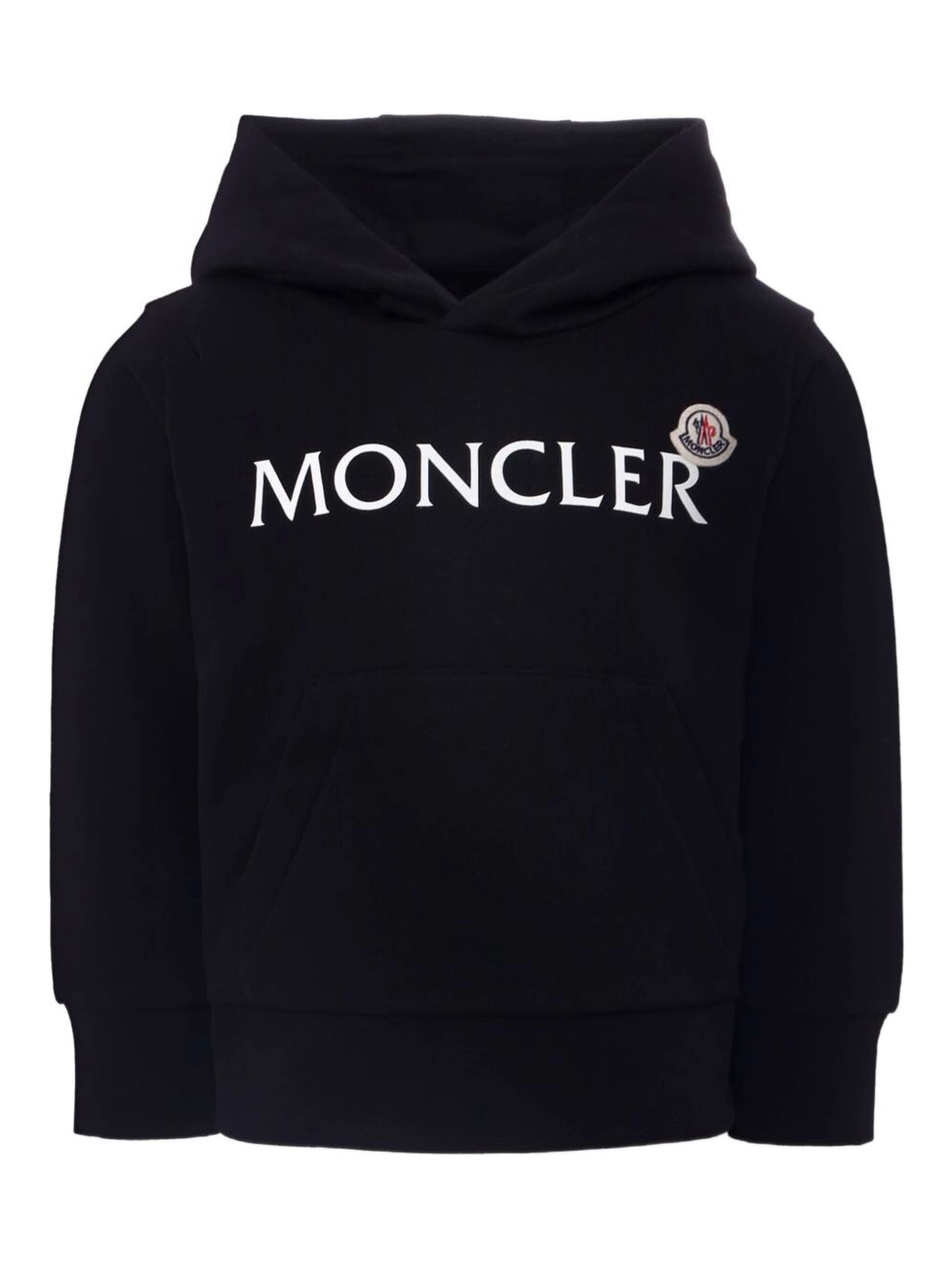 Black Hoodie with Logo Lettering Print in Cotton Boy