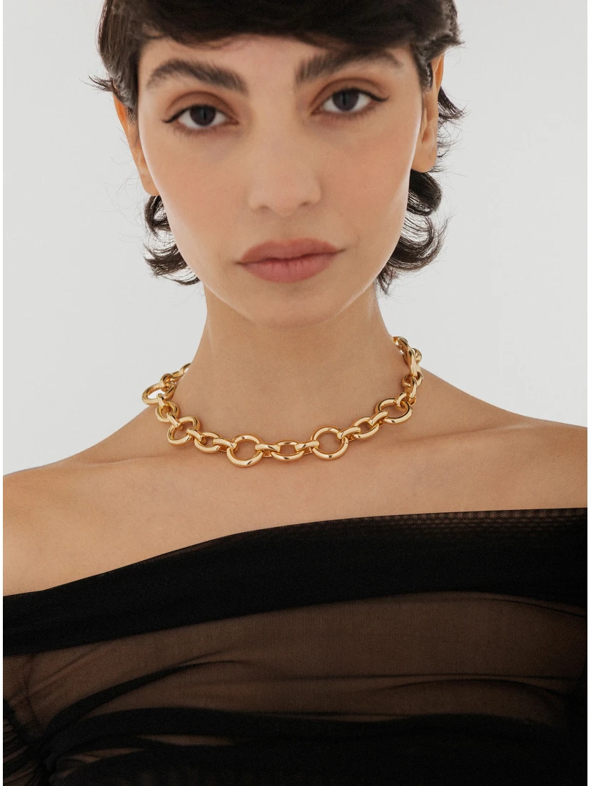 Charlotte Metallic Necklace with Chain-Link Design in Gold Plated Bronze Woman