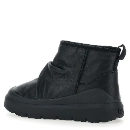 Heritage Utility Black Ankle Boots with Ruffle Detail in Leather Man