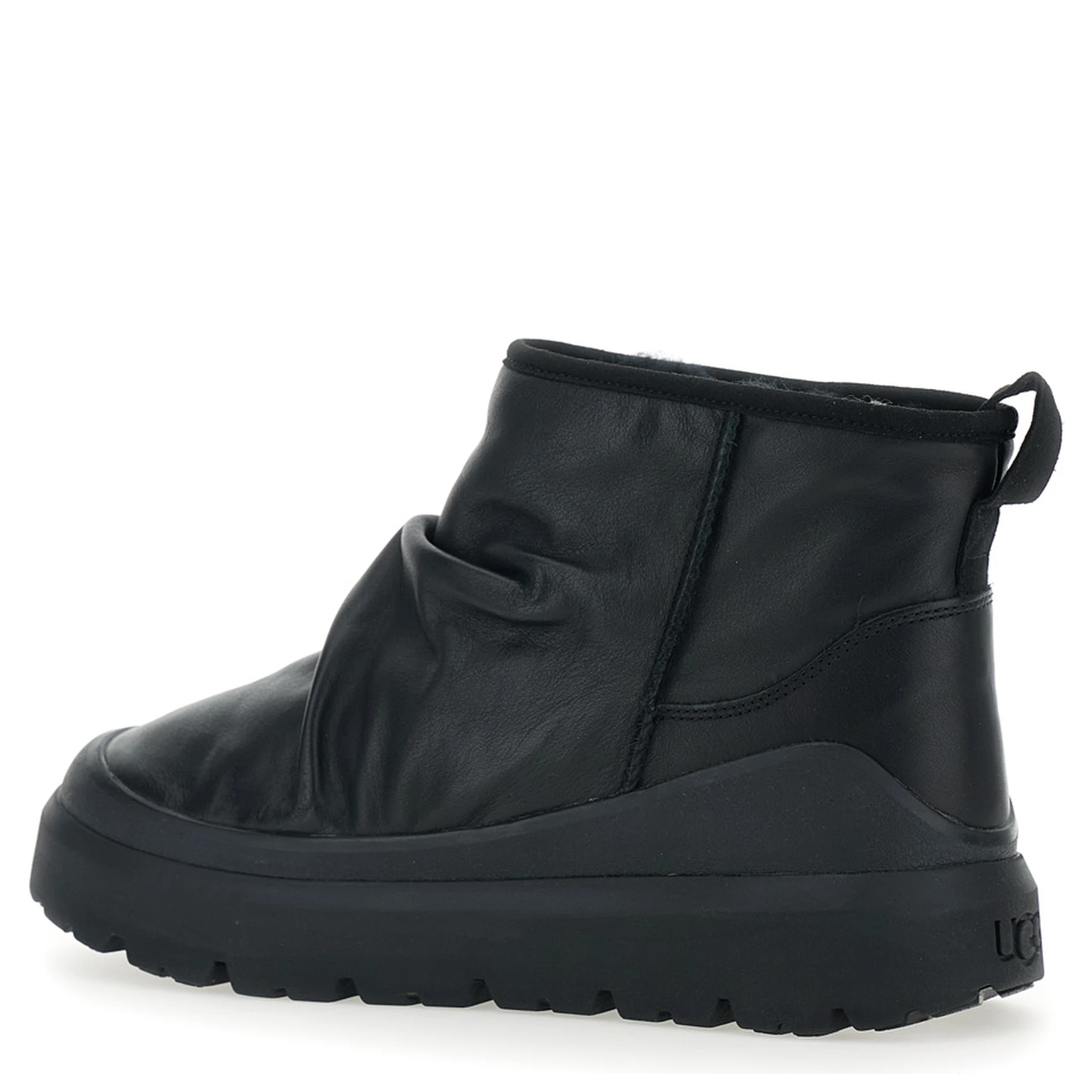 Heritage Utility Black Ankle Boots with Ruffle Detail in Leather Man