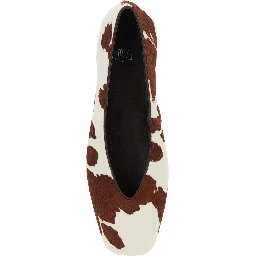 Brown Ballet Shoes with Animalier Print in Tech Fabric Woman