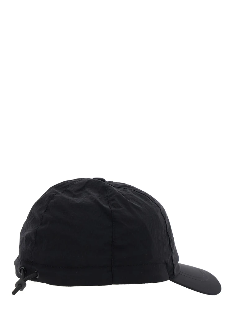 Black Baseball Cap with Tonal Logo Patch in Nylon Boy