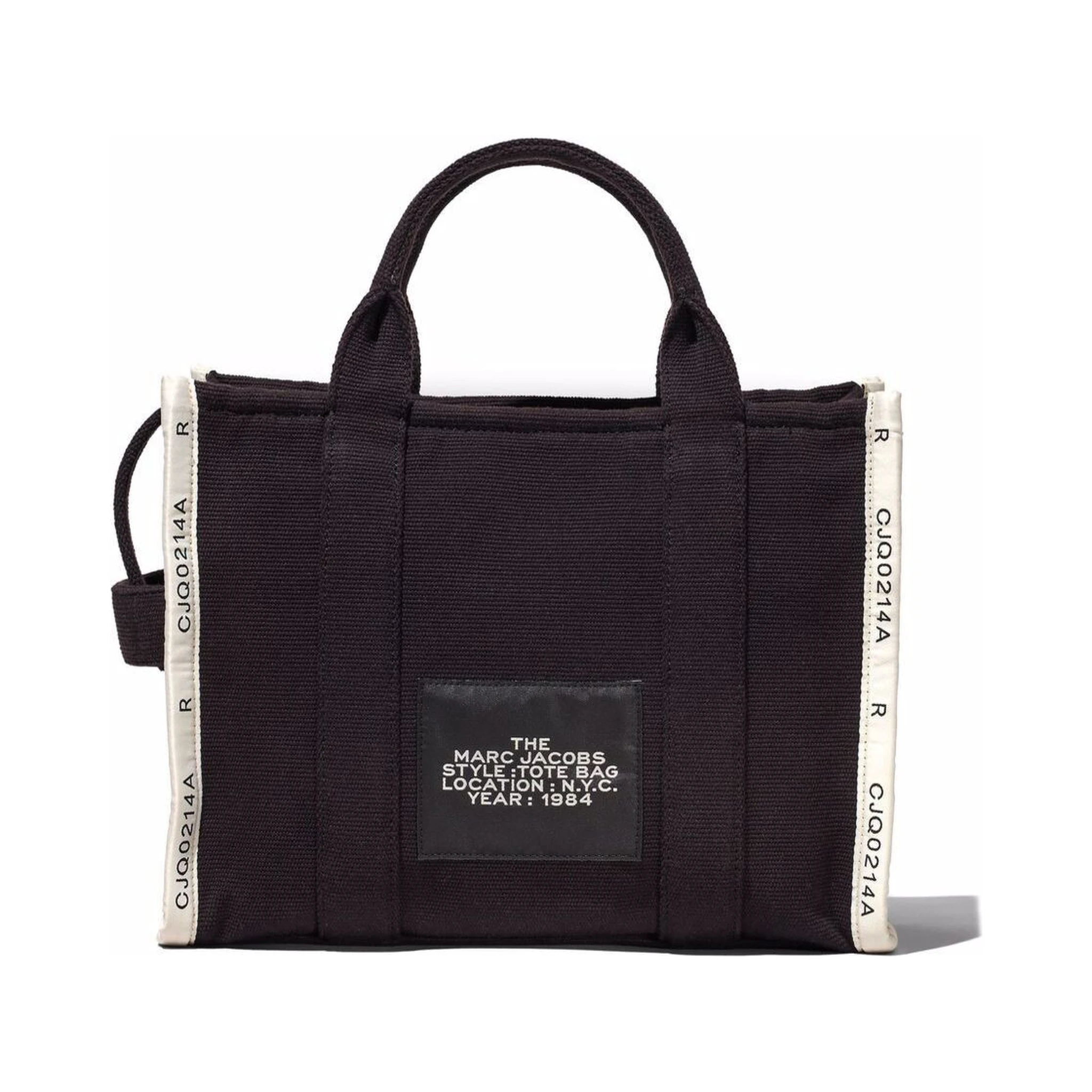 The Medium Tote Black Tote Bag with Contrasting Logo Embroidery in Cotton Blend Woman