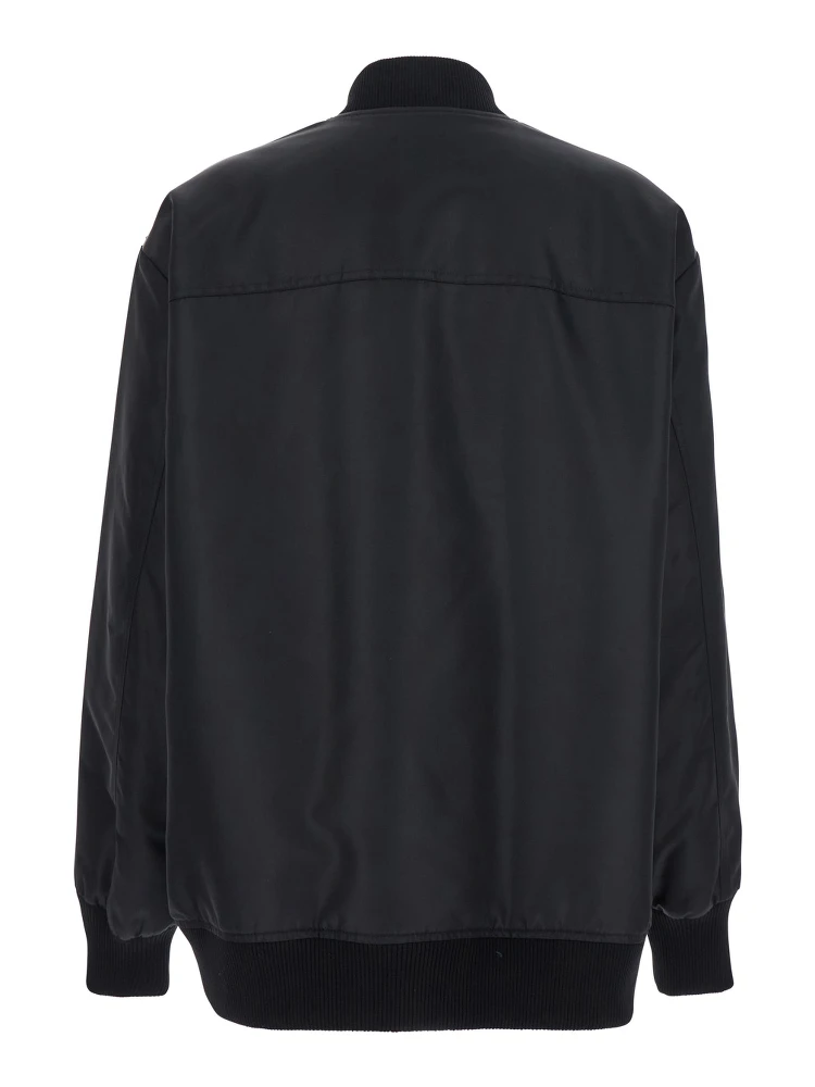 Agape Black Bomber Jacket with Concealed Zip Closure in Tech Fabric Woman alternative