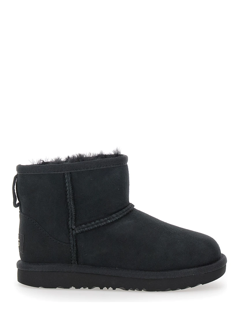 Mini Classic II Black Slip-On Boots in Suede Girl