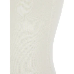 White Sleeveless Top with Round Neck in Viscose Blend Stretch Woman