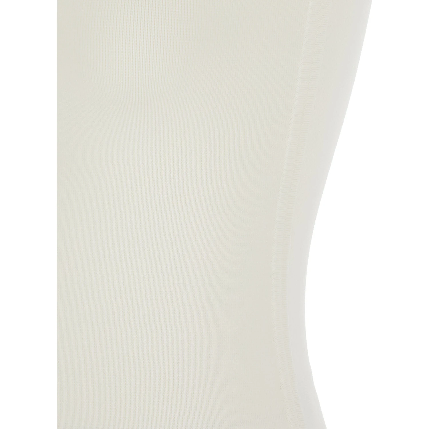 White Sleeveless Top with Round Neck in Viscose Blend Stretch Woman