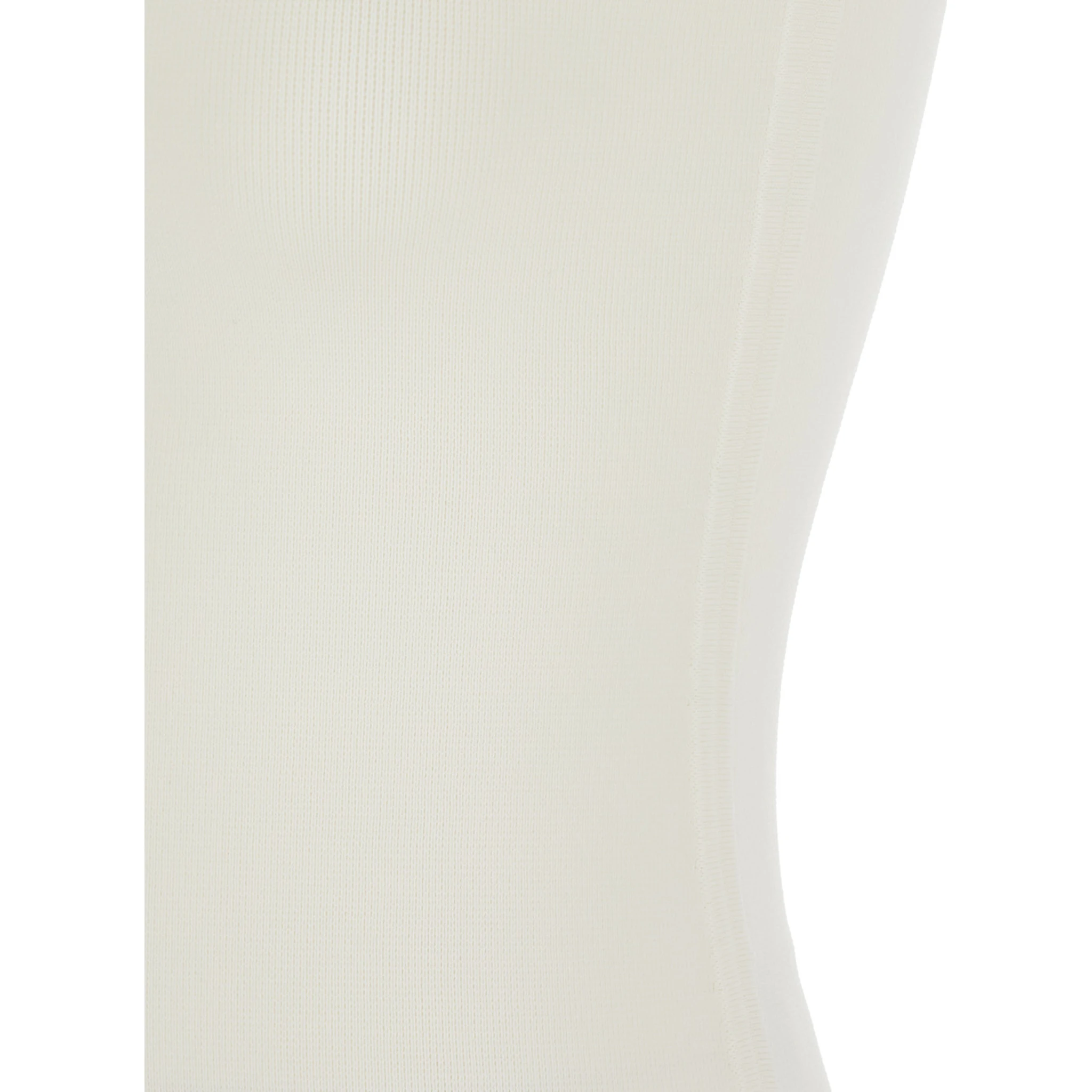 White Sleeveless Top with Round Neck in Viscose Blend Stretch Woman