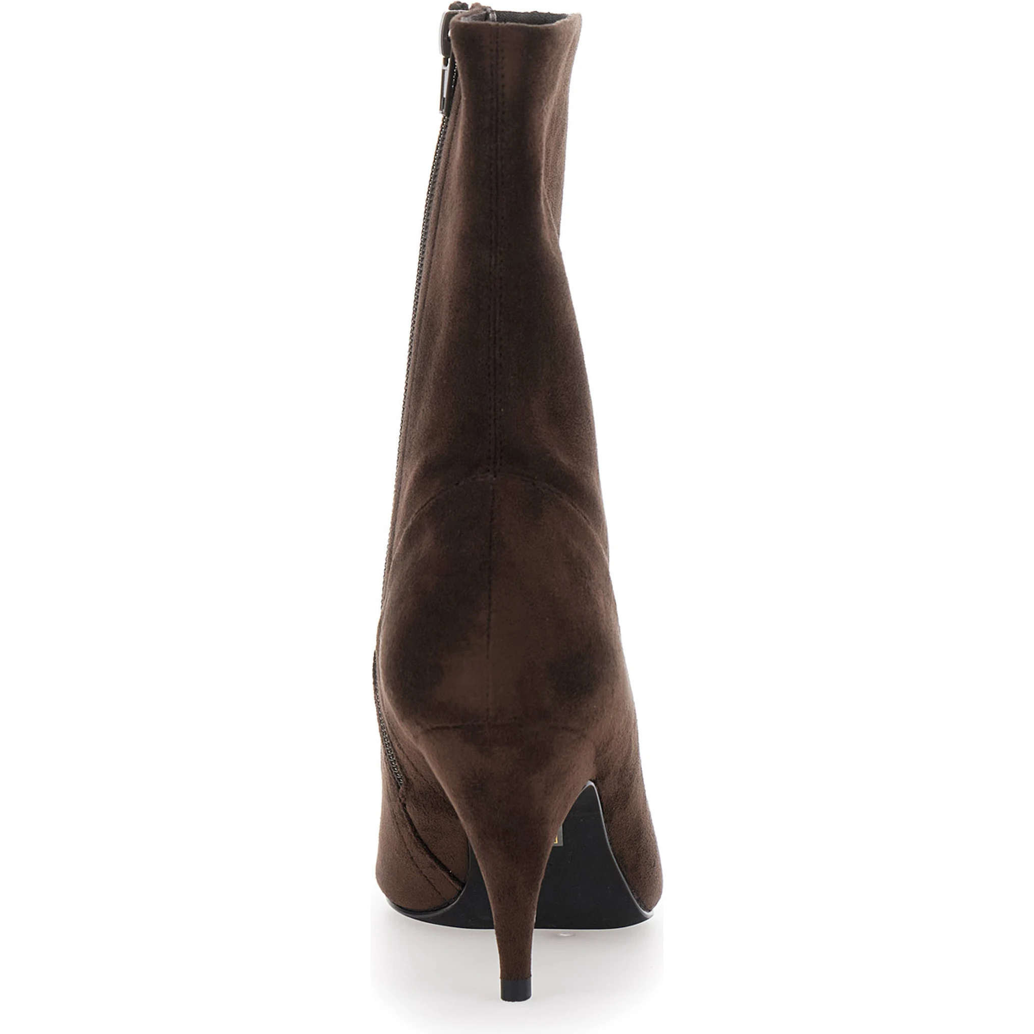 Brown Ankle Boots with Pointed Toe  in Leather Woman