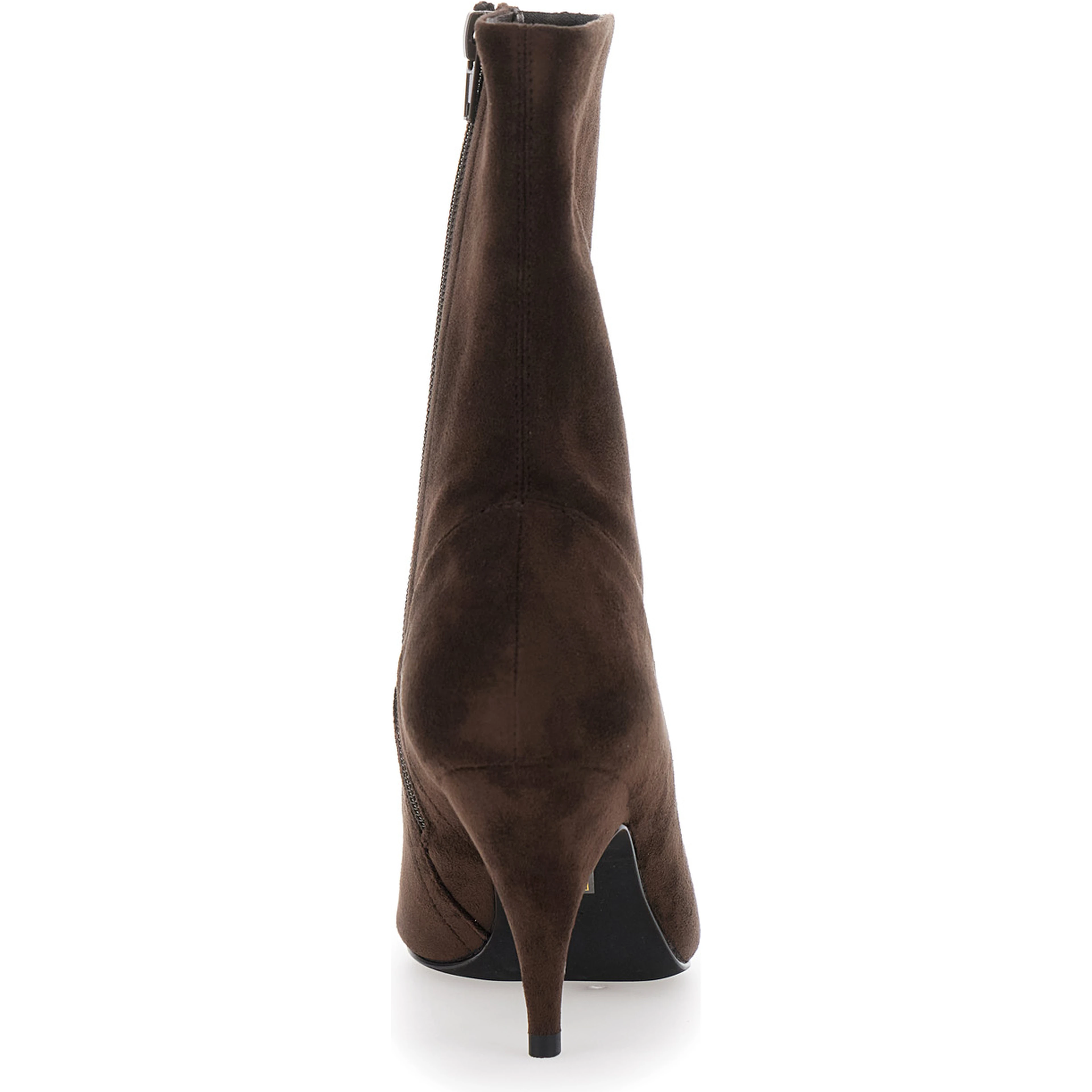 Brown Ankle Boots with Pointed Toe in Leather Woman