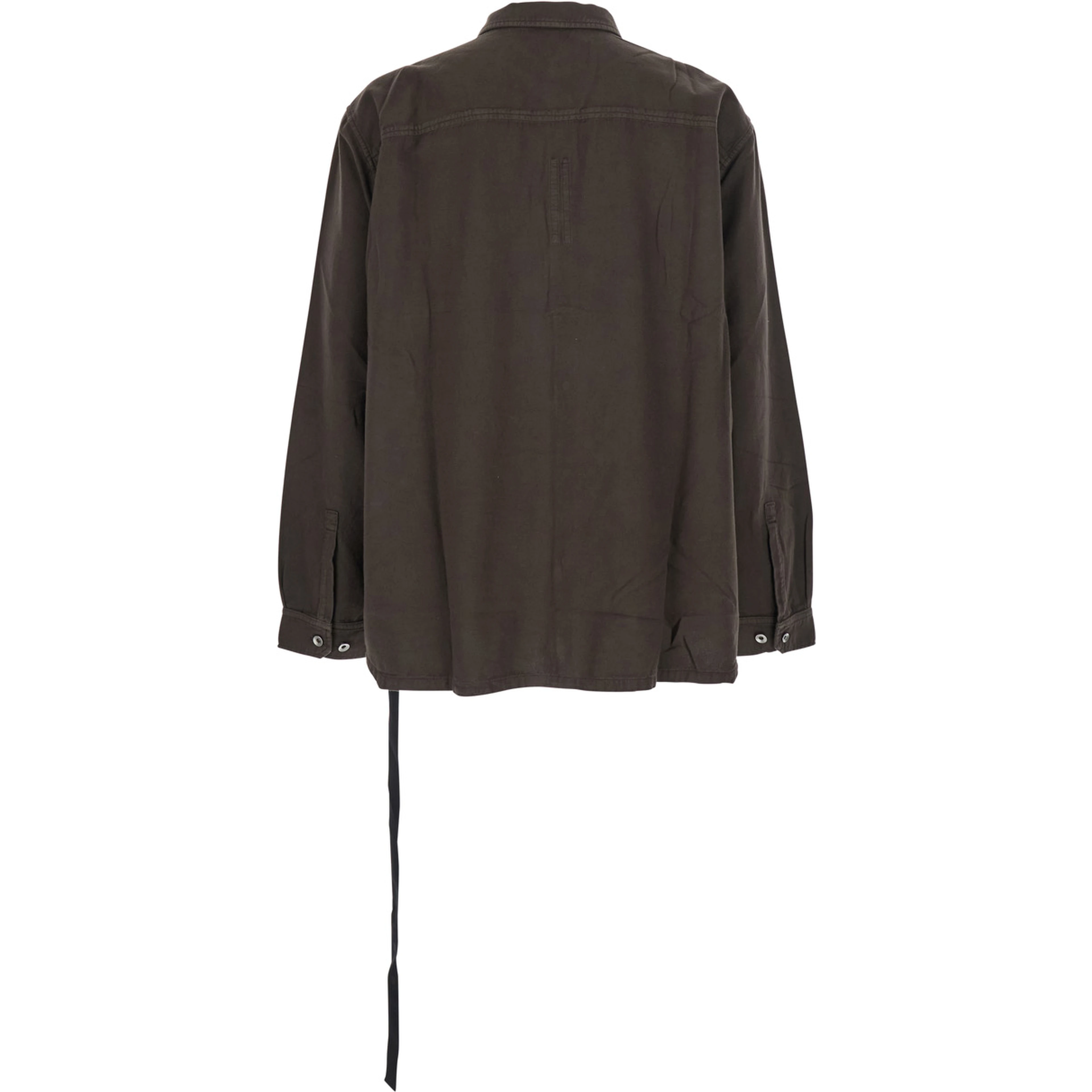 Brown Classic Collar Shirt with Lace Detail in Cotton Woman