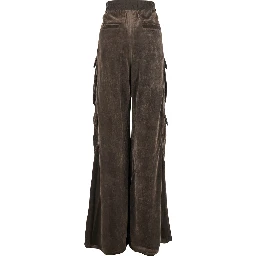 Cargo Belas Brown Cargo Pants with Drawstring Waist and Cargo Pockets in Velvet Woman