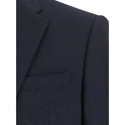 Blue Double-Breasted Suit with Classic Revers in Wool Man