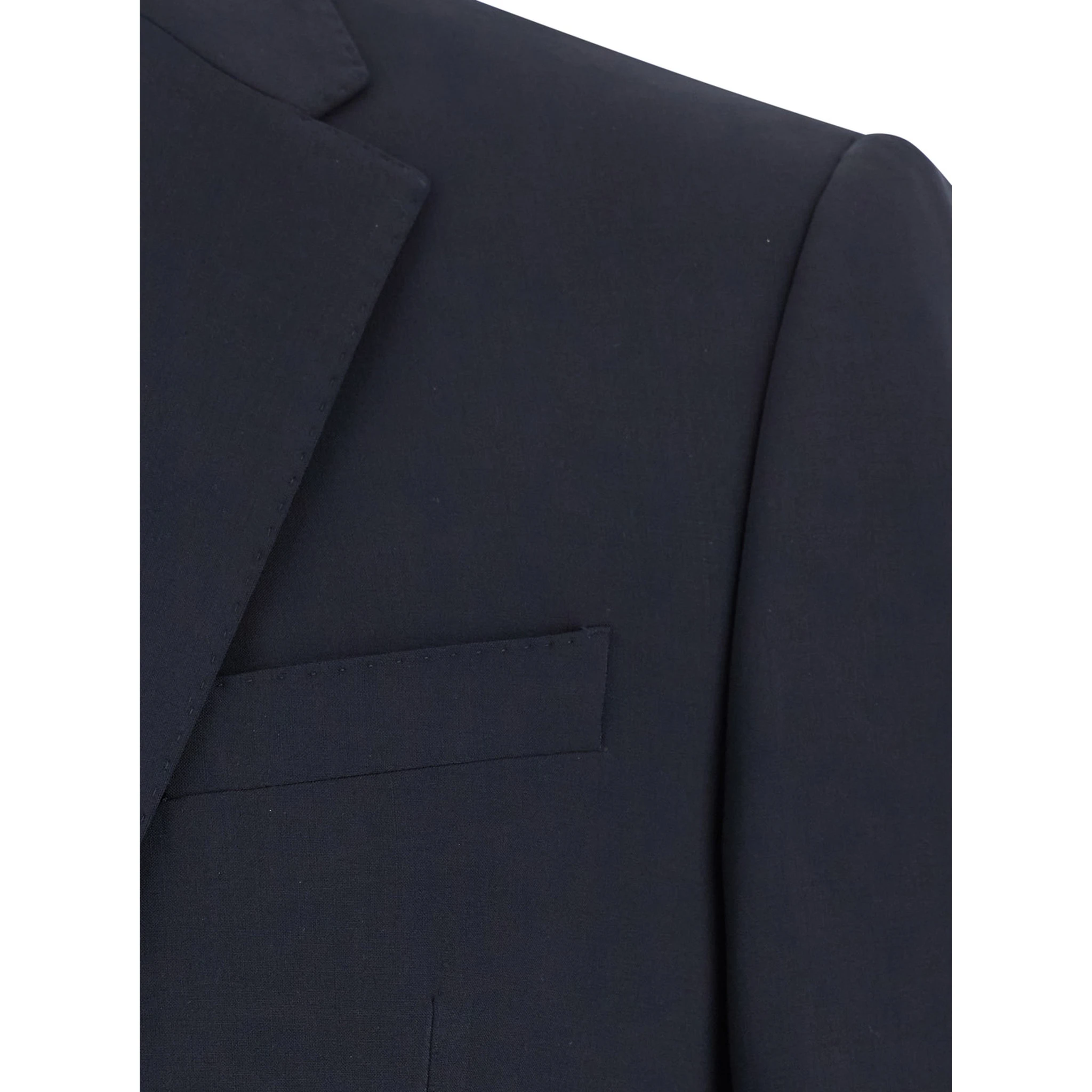Blue Double-Breasted Suit with Classic Revers in Wool Man