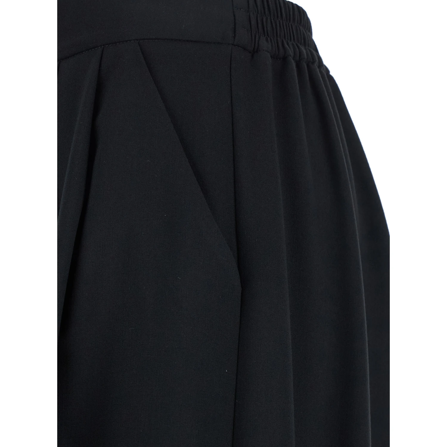 Black Pants with Semi-Elastic Waist and Oversize Design in Fabric Woman