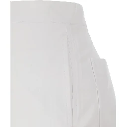 White Pants with Two Rear Patch Pockets in Cotton Woman