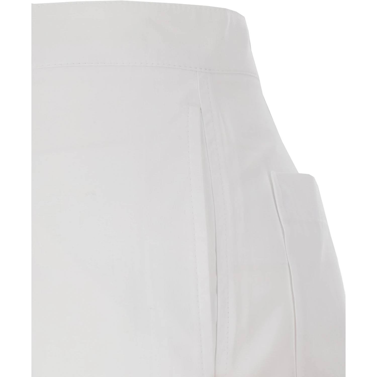 White Pants with Two Rear Patch Pockets in Cotton Woman
