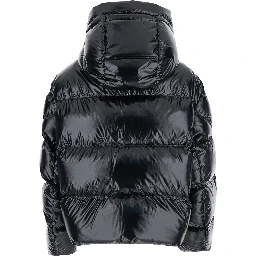 Lothar Black Down Jacket with Removable Hood and Logo Patch on the Sleeve in Tech Fabric Woman