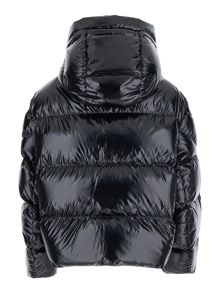 Lothar Black Down Jacket with Removable Hood and Logo Patch on the Sleeve in Tech Fabric Woman alternative