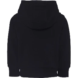 Black Hoodie with Logo Lettering Print in Cotton Boy