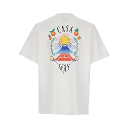 T-shirt Girocollo con Logo sul Fronte in Cotone Bianca Uomo