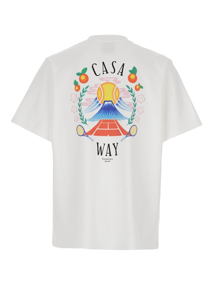 T-shirt Girocollo con Logo sul Fronte in Cotone Bianca Uomo alternative