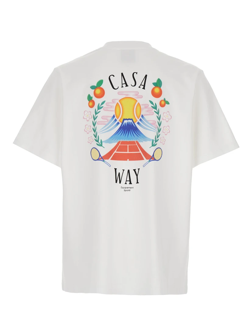 T-shirt Girocollo con Logo sul Fronte in Cotone Bianca Uomo