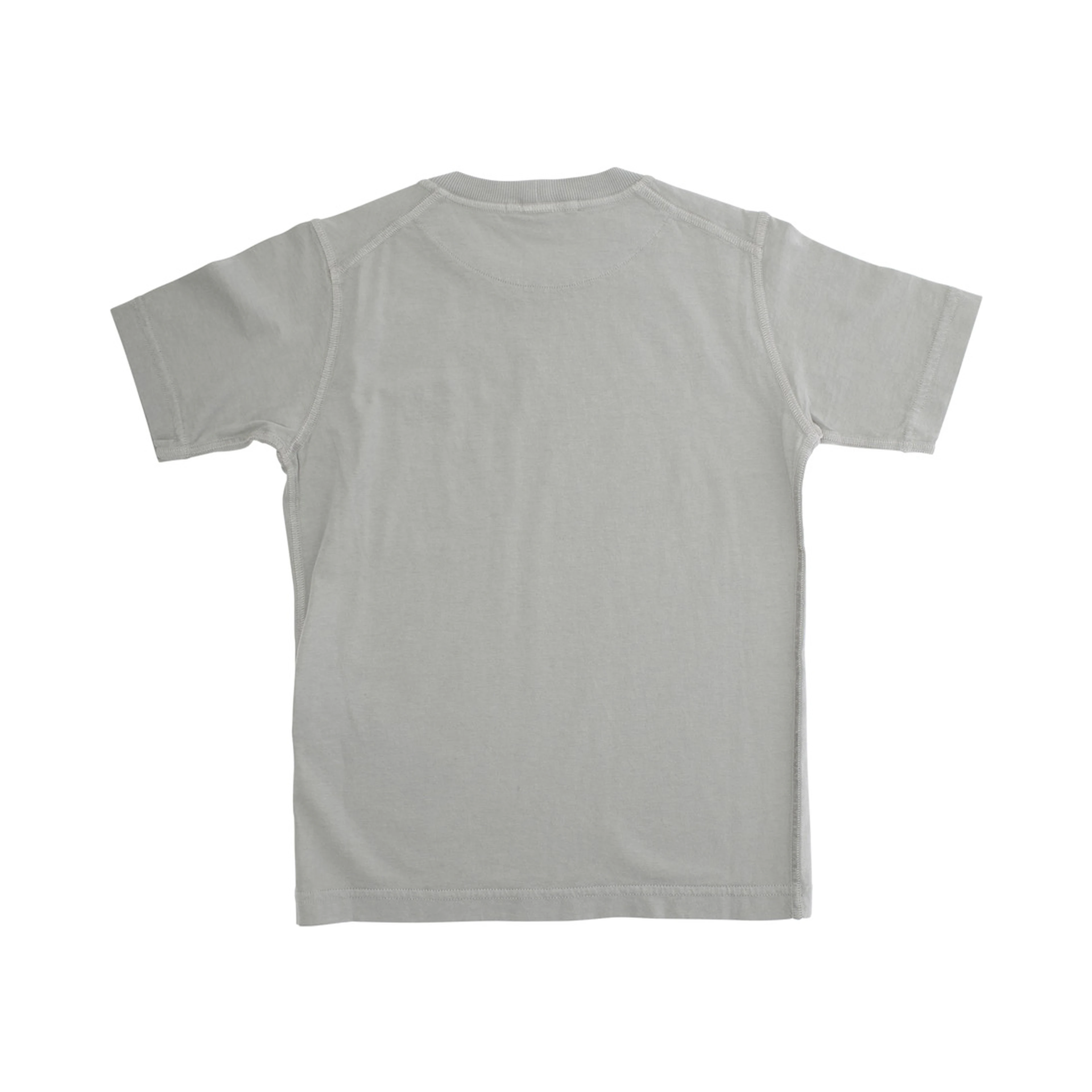 Grey T-Shirt with Round Neck and Logo Patch on the Front in Cotton Boy