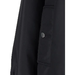 Agape Black Bomber Jacket with Concealed Zip Closure in Tech Fabric Woman