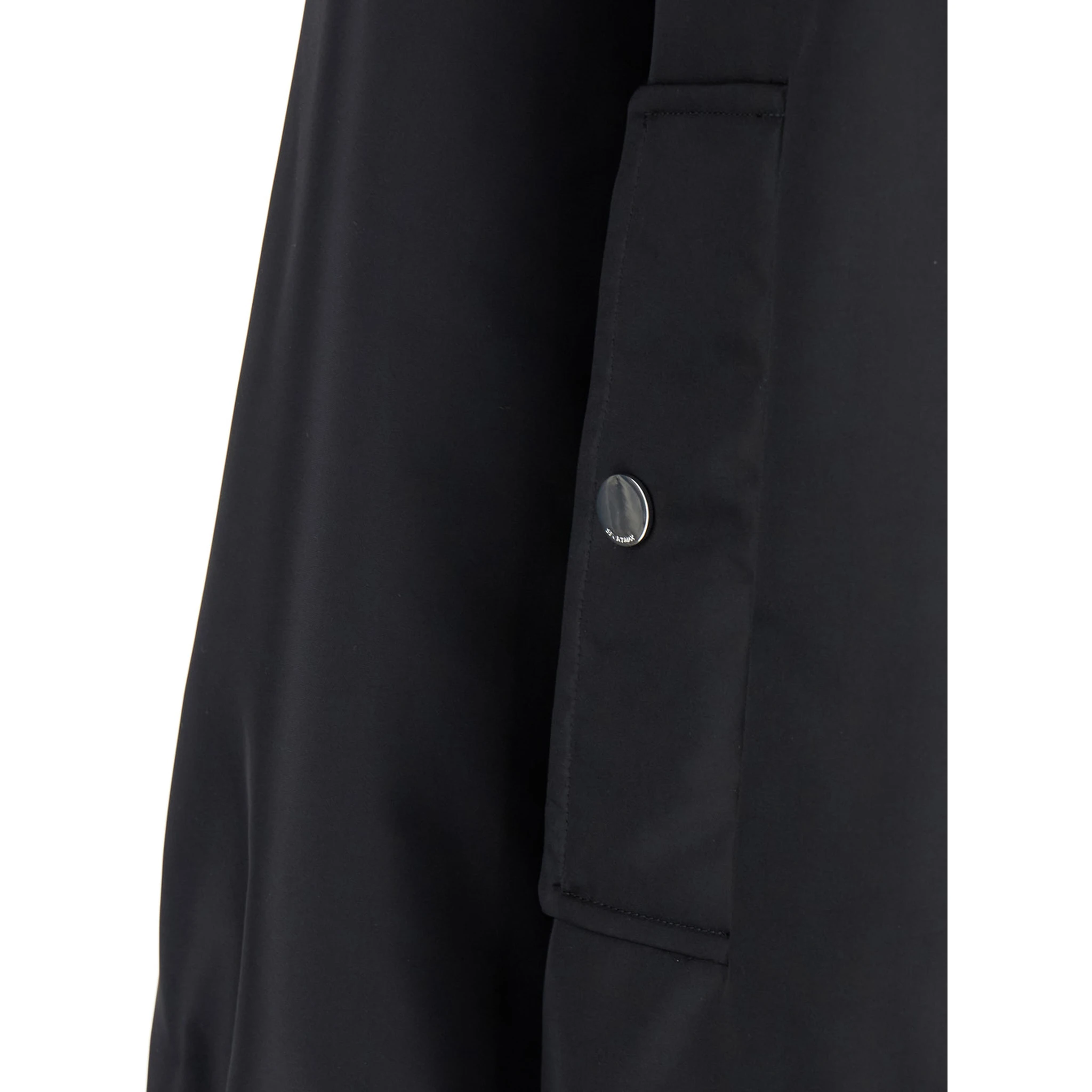 Agape Black Bomber Jacket with Concealed Zip Closure in Tech Fabric Woman