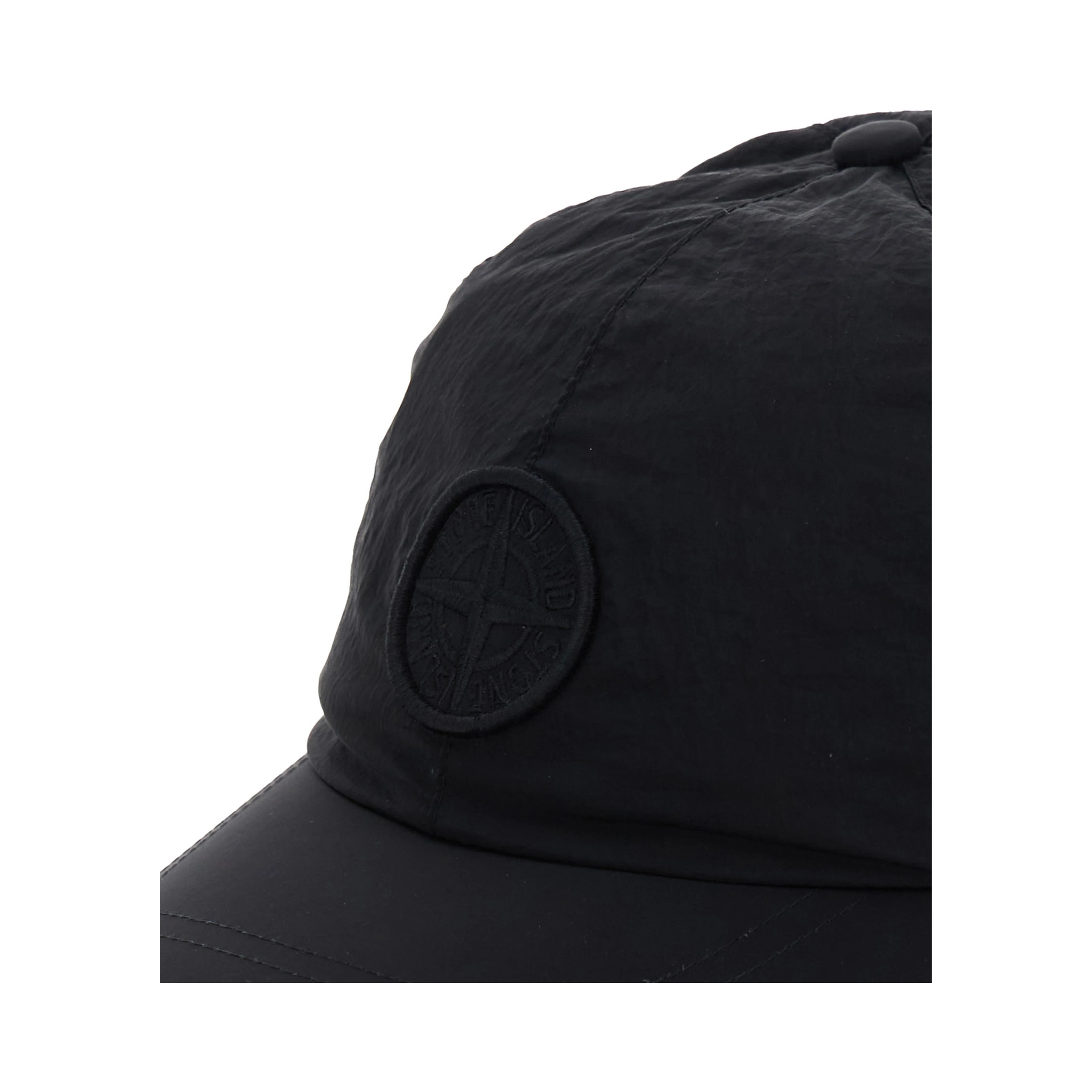 Black Baseball Cap with Tonal Logo Patch in Nylon Boy