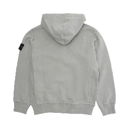 Grey Sweatshirt with Fixed Hood and Logo Patch on the Sleeve in Cotton Boy