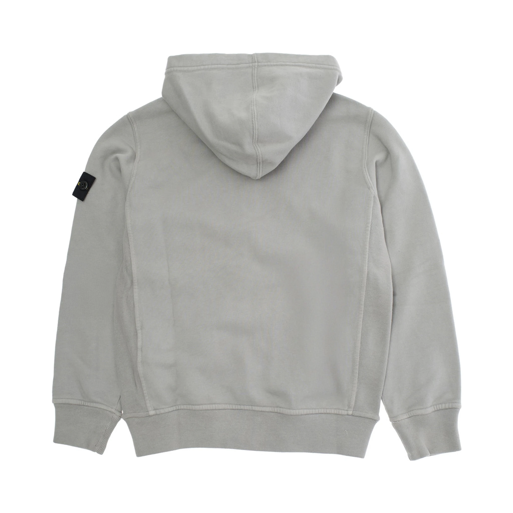 Grey Sweatshirt with Fixed Hood and Logo Patch on the Sleeve in Cotton Boy