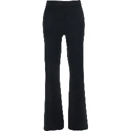 Black Flared Pants with Logo Plaque on the Rear in Viscose Blend Woman