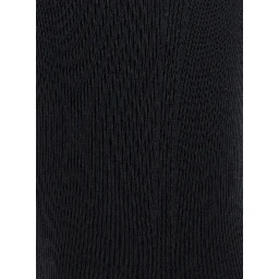 Athena Black Ribbed Knit Sleeveless Asymmetric Long Dress with Wide Neckline in Viscose Blend Woman