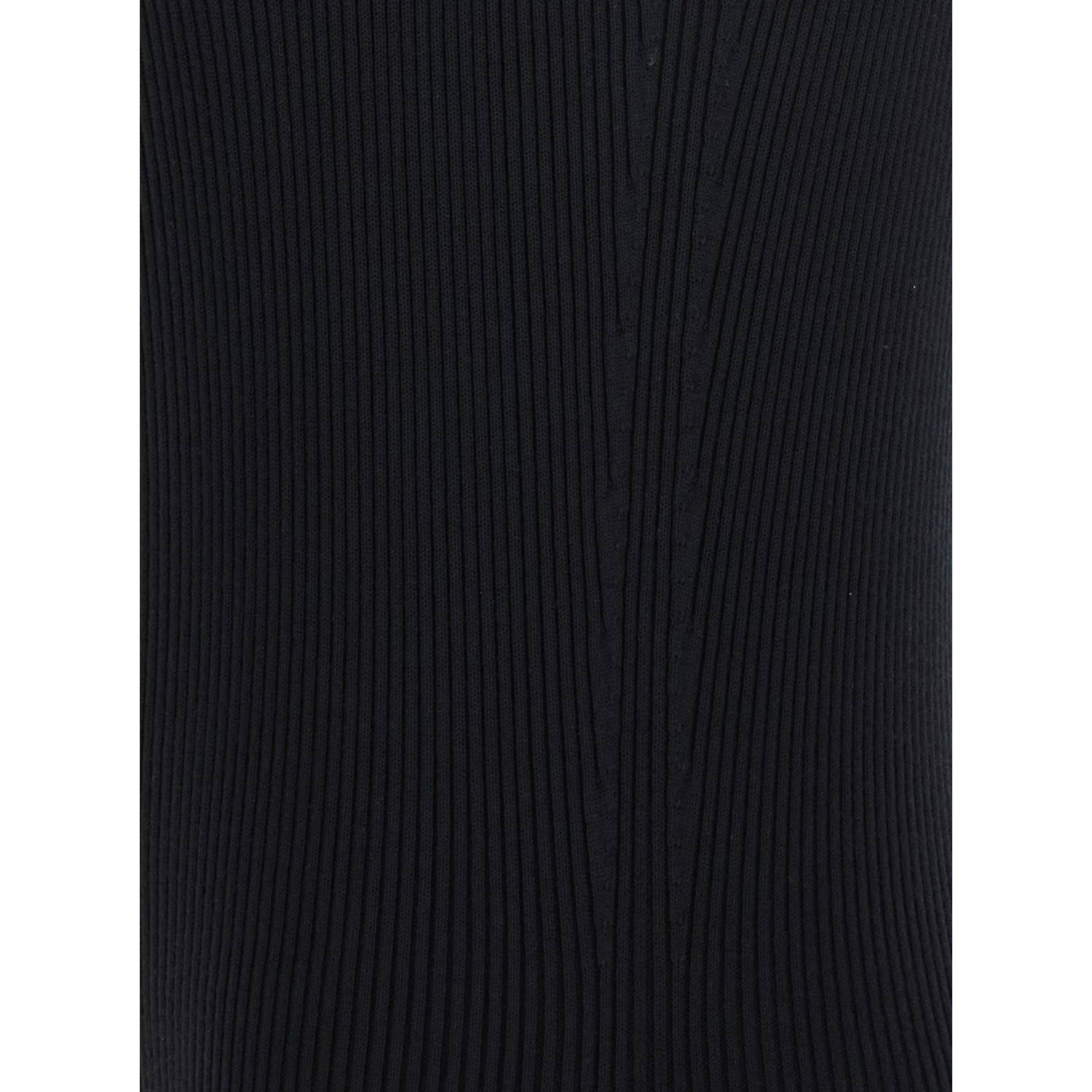 Athena Black Ribbed Knit Sleeveless Asymmetric Long Dress with Wide Neckline in Viscose Blend Woman