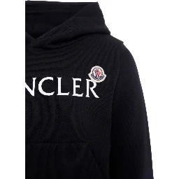 Black Hoodie with Logo Lettering Print in Cotton Boy