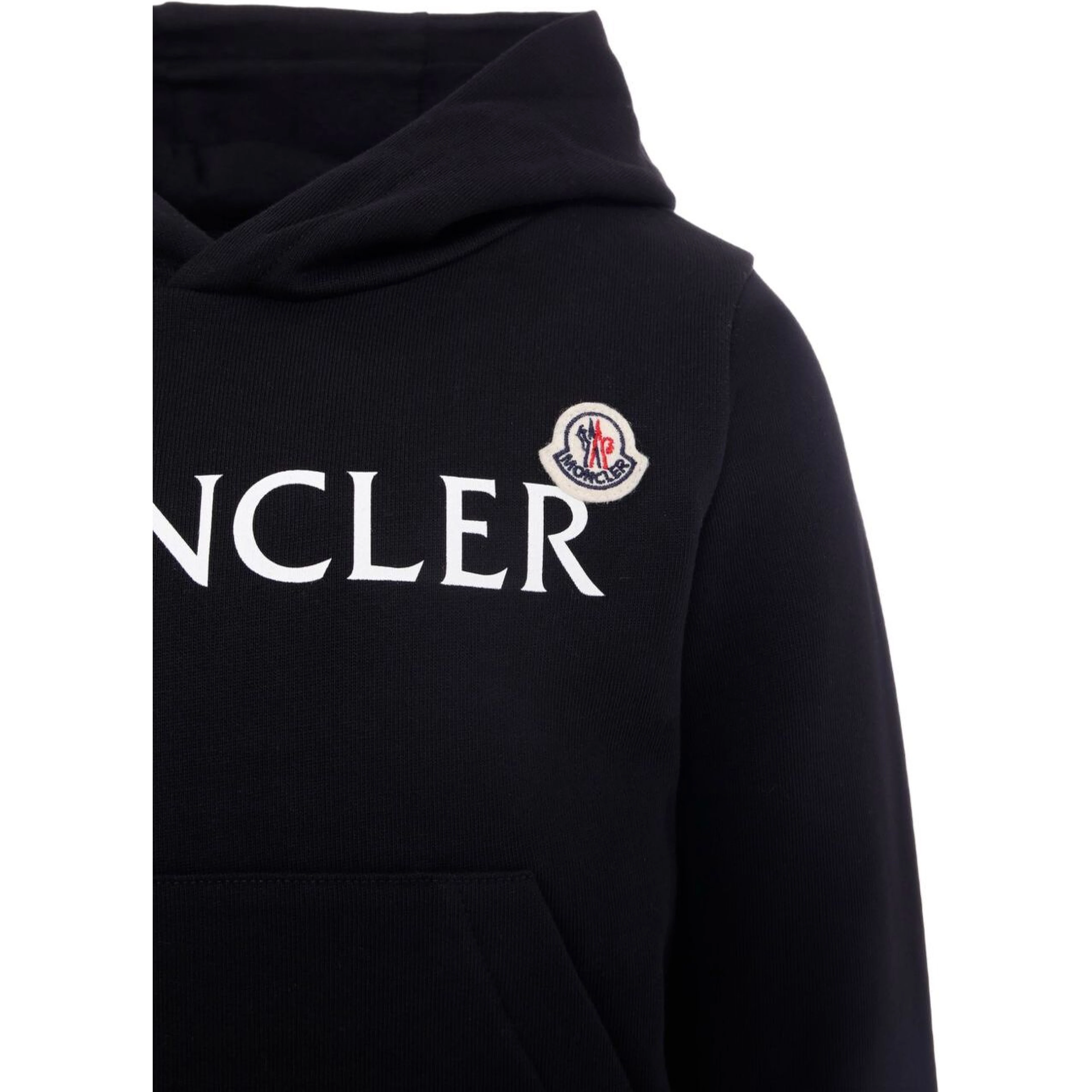 Black Hoodie with Logo Lettering Print in Cotton Boy