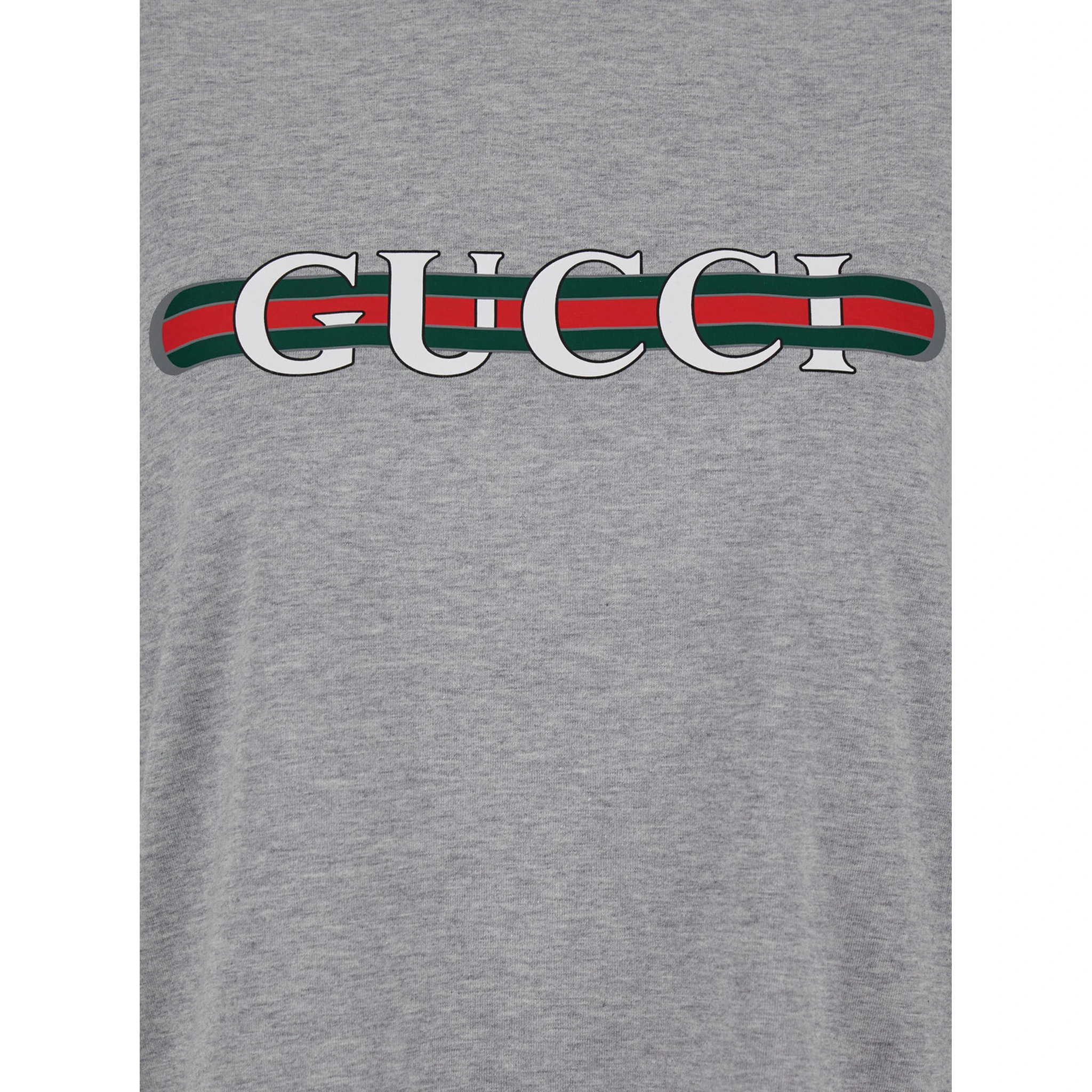 Grey Crewneck T-Shirt with Logo Lettering and Web Detail on the Front in Cotton Woman