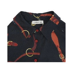 Ava Multicolor Shirt With Classic Collar And All-Over Pattern With Tassels in Silk Woman