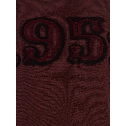 Bordeaux Crew Neck Sweater with Front Embroidery in Wool and Cashmere Blend Woman