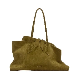 La Passeggiata Green Shoulder Bag with Two Top Handles in Leather Suede Woman