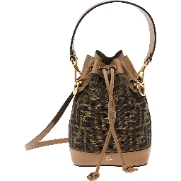 Mon Tresor Brown Minibag with Drawstring in FF Fabric Woman