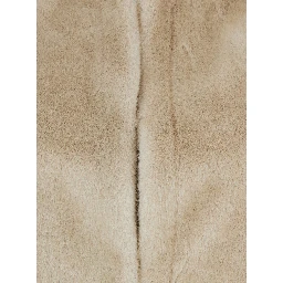 Beige Round Neck Hood with Trapezoid Design in Faux Fur Woman