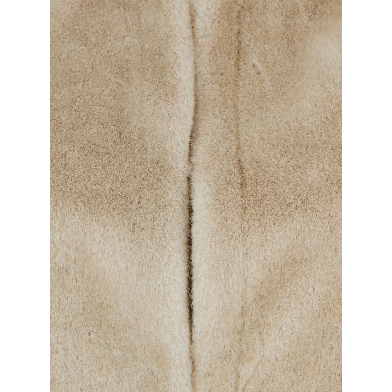 Beige Round Neck Hood with Trapezoid Design in Faux Fur Woman