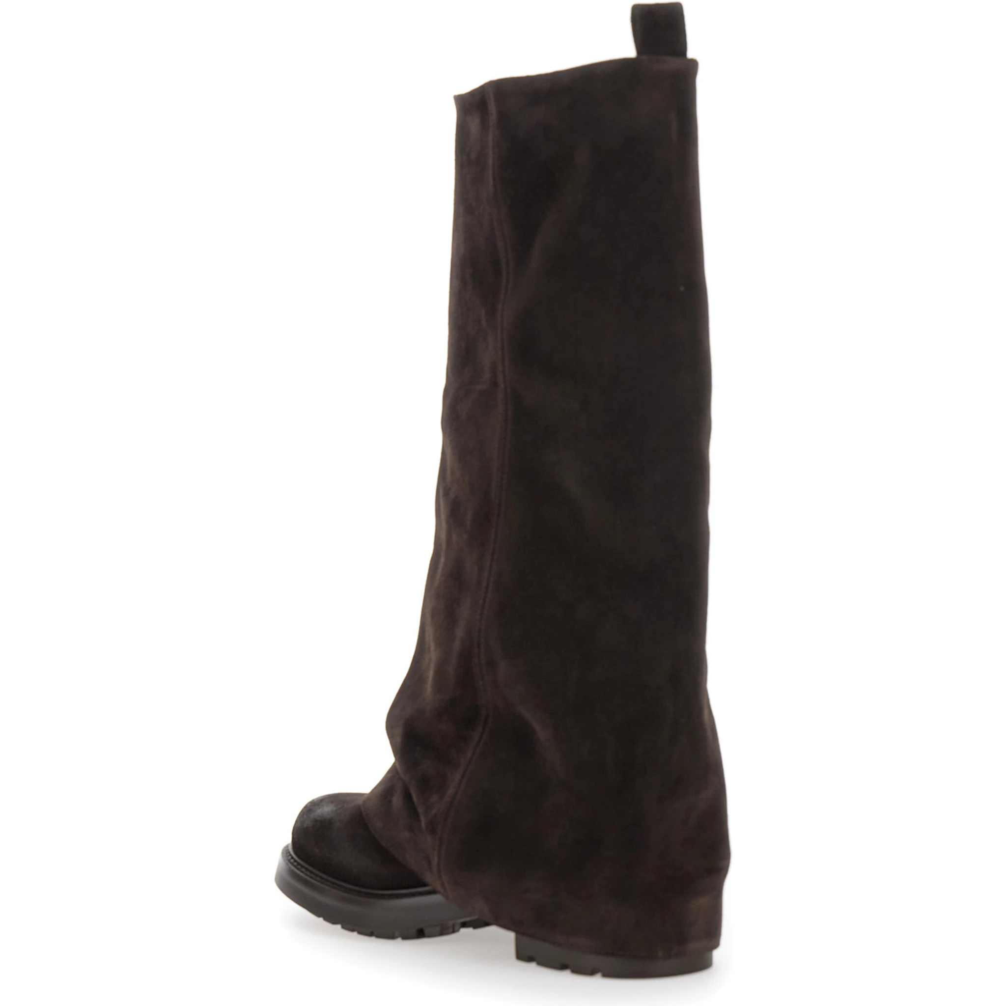 Brown Multilayer Combat Boots with One Block Sole in Suede Woman