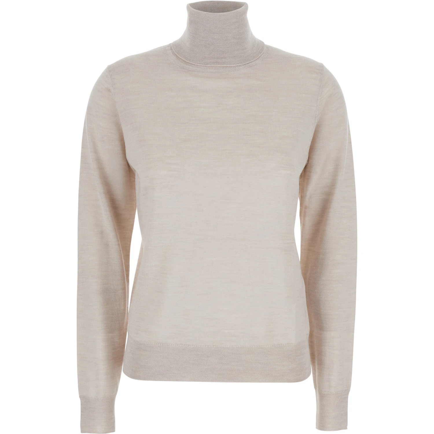 Beige Turtleneck Sweater in Wool Blend Woman