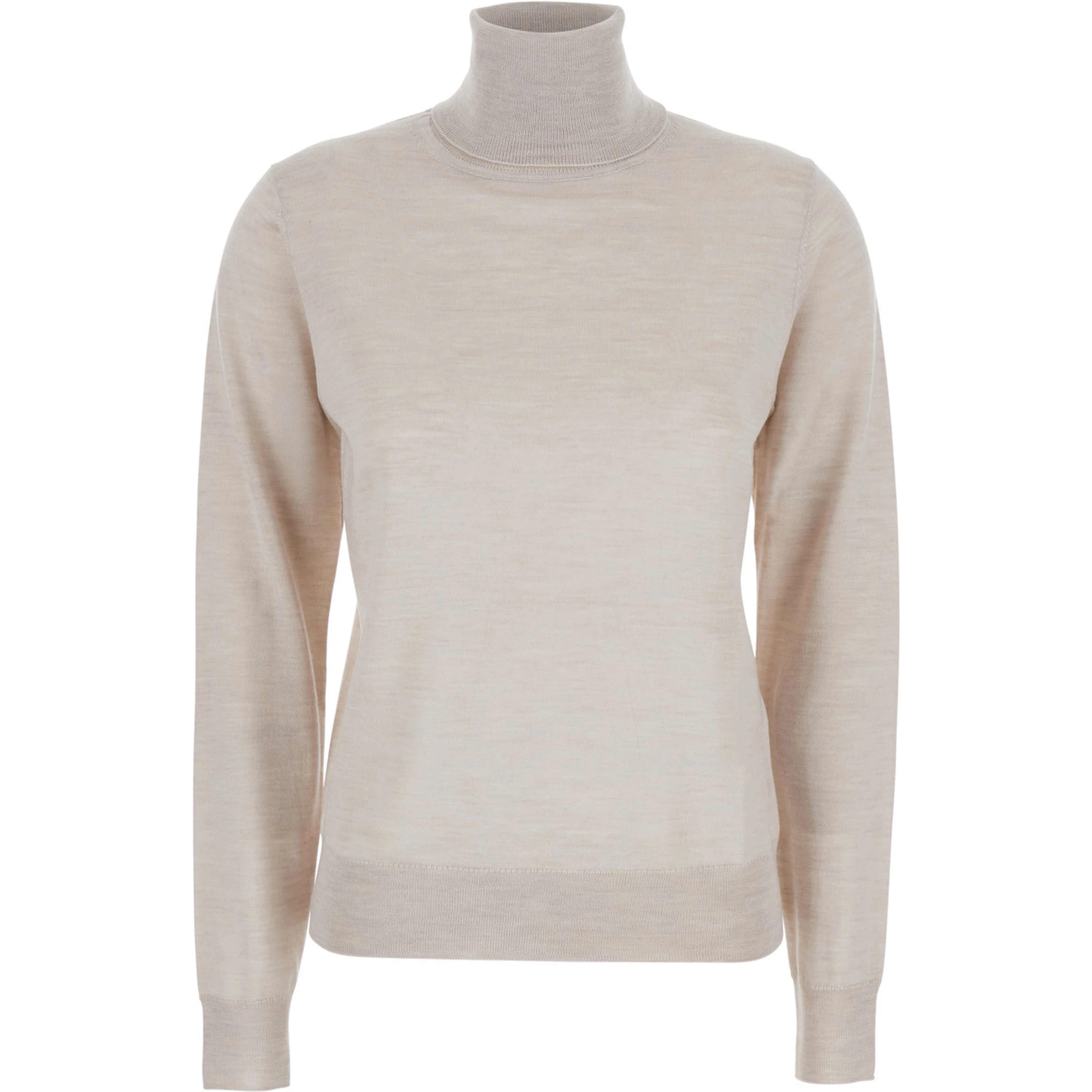 Beige Turtleneck Sweater in Wool Blend Woman