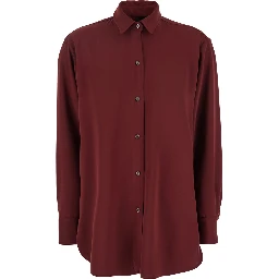Bordeaux Shirt with Classic Collar in Tech Fabric Woman